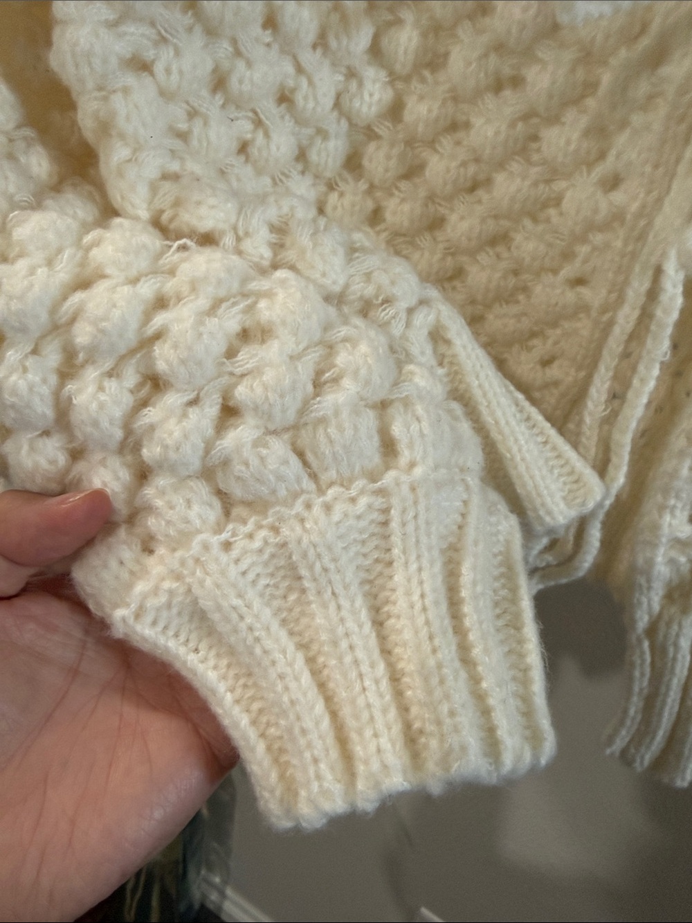 Blue B. Cream Chunky Bobble Tie-Front Cardigan - Picture 4 of 5